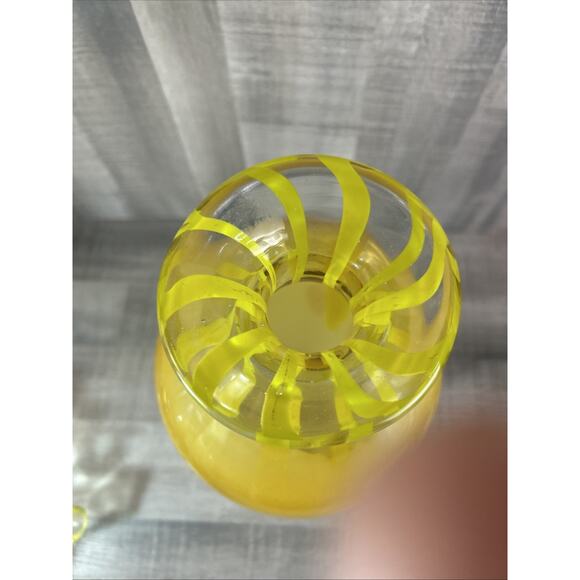 VTG Murano Glass Sunburst Vase Italy Yellow And Orange Heavy Art Deco - Picture 5 of 11